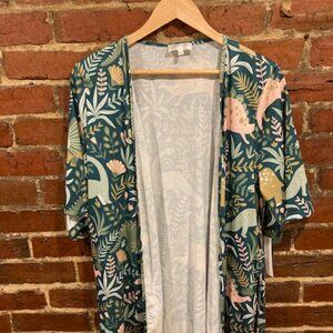 Modcloth Dinosaur Print Breakfast Before Dinner Short Robe Kimono